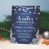 Invitation Hiver ONE derland Rustic Blue Baby Premier anniver