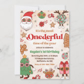 Invitation Hiver Onederful Retro Noël 2e anniversaire (Devant)