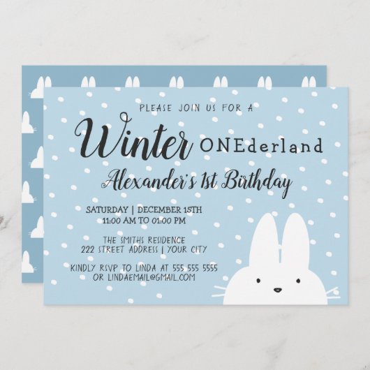 Invitation Hiver Onederland (Devant / Derrière)