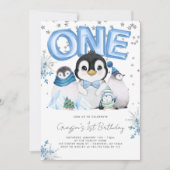 Invitation Hiver Onederland 1er anniversaire Bleu (Devant)
