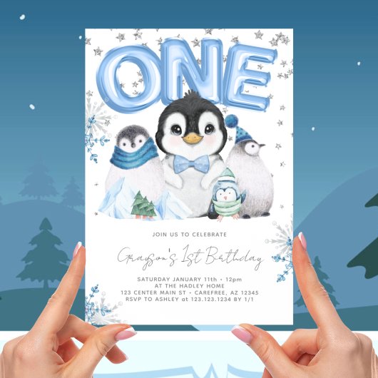 Invitation Hiver Onederland 1er anniversaire Bleu
