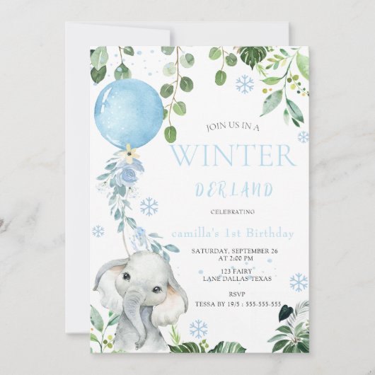 Invitation Hiver Onederland 1er Anniversaire douche Invitatio (Devant)