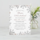 Invitation Hiver Onederland 1er Anniversaire Flocon de neige  (Debout devant)