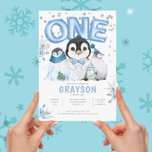 Invitation Hiver Onederland 1er Anniversaire Flocon de Neige