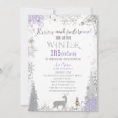 Invitation Hiver Onederland 1er Anniversaire Lavande Snowflak (Devant)