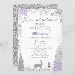 Invitation Hiver Onederland 1er Anniversaire Lavande Snowflak