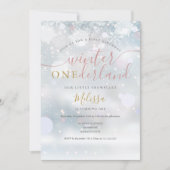 Invitation Hiver Onederland 1er anniversaire rose et or (Devant)