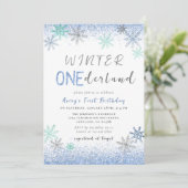 Invitation Hiver Onederland 1er anniversaire Snowflakes Hiver (Debout devant)