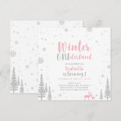 Invitation Hiver Onederland 1er/ Premier Anniversaire - Fille (Devant / Derrière)