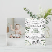 Invitation Hiver Onederland Animaux 1er anniversaire Photo (Debout devant)