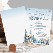 Invitation Hiver Onederland Animaux artistiques Premier anniv