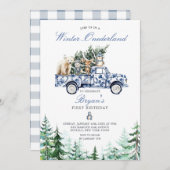 Invitation Hiver Onederland Animaux Chinoiserie 1er anniversa (Devant / Derrière)