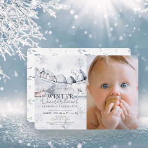 Invitation Hiver Onederland Arctic Animal 1er anniversaire Ph
