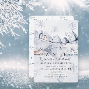 Invitation Hiver Onederland Arctic Animaux 1er anniversaire