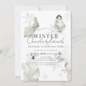Invitation Hiver Onederland Arctic Animaux Garçon 1er anniver (Devant)