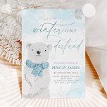Invitation Hiver Onederland Bleu Ours Polaire Anniversaire<br><div class="desc">Hiver Onederland Bleu Ours Polaire Anniversaire Invitation</div>