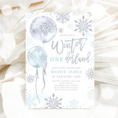 Invitation Hiver Onederland Bleu Silver Snowflake Anniversair
