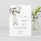 Invitation Hiver Onederland Bow Argent cravate 1er anniversai (Debout devant)