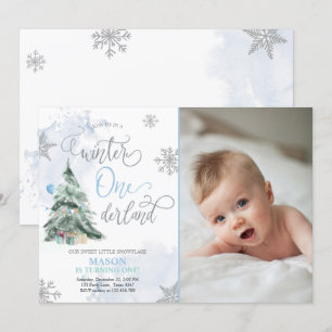 Invitation Hiver Onederland Boy Blue Hiver 1er anniversaire