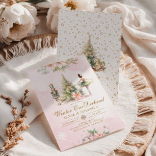 Invitation Hiver Onederland Fantaisie 1er anniversaire Brunet