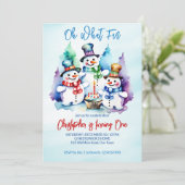 Invitation Hiver onederland fête d'anniversaire de bonhomme d (Debout devant)