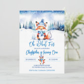 Invitation Hiver onederland fête d'anniversaire de renard mig (Debout devant)