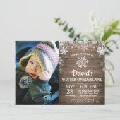 Invitation Hiver Onederland Flocon de neige 1er anniversaire (Debout devant)