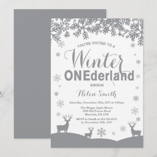 Invitation Hiver Onederland Flocon de neige 1er anniversaire