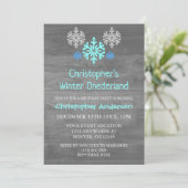 Invitation Hiver Onederland Flocon de neige 1er anniversaire (Debout devant)