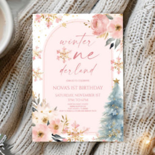 Invitation Hiver Onederland Flocon de neige 1ère fête d'anniv