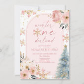 Invitation Hiver Onederland Flocon de neige 1ère fête d'anniv (Devant)