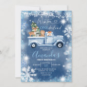 Invitation Hiver Onederland Flocon de neige blanc Anniversair (Devant)