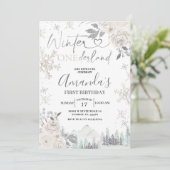 Invitation Hiver Onederland Flocon de neige blanc Floral Anni (Debout devant)