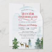 Invitation Hiver ONEderland Forest Cerf Baby Premier annivers (Devant)