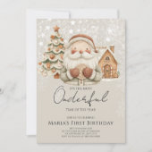 Invitation Hiver Onederland Maisons de Noël Anniversaire (Devant)