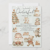 Invitation Hiver Onederland Maisons de Noël Anniversaire (Devant)