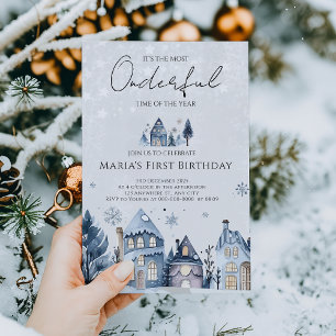 Invitation Hiver Onederland Maisons de Noël Anniversaire