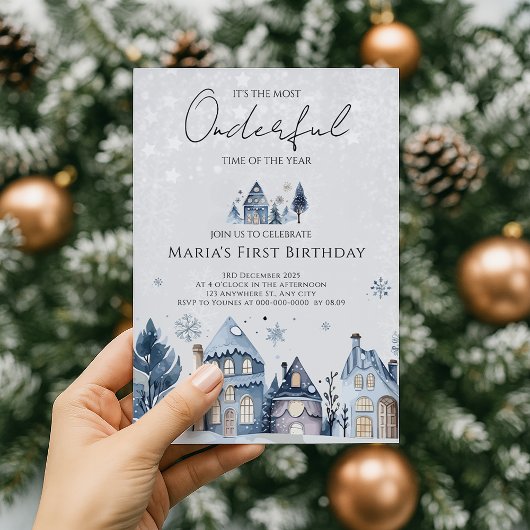 Invitation Hiver Onederland Maisons de Noël Anniversaire