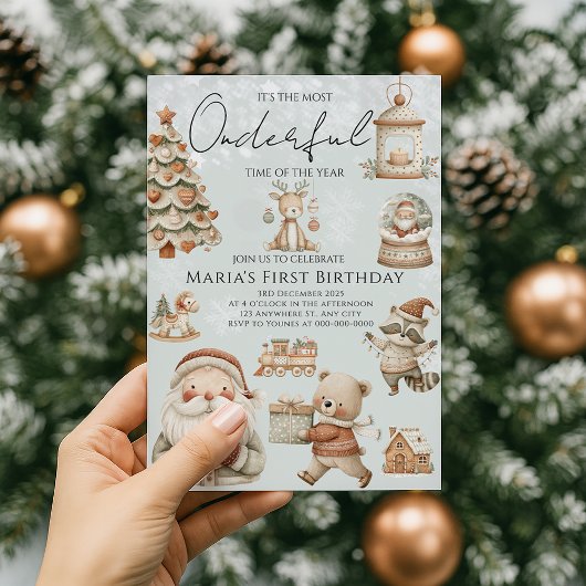 Invitation Hiver Onederland Maisons de Noël Anniversaire