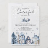 Invitation Hiver Onederland Maisons de Noël Anniversaire (Devant)