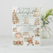 Invitation Hiver Onederland Maisons de Noël Anniversaire (Debout devant)