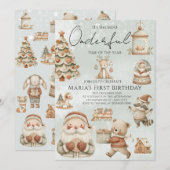 Invitation Hiver Onederland Maisons de Noël Anniversaire (Devant / Derrière)