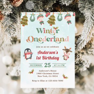 Invitation Hiver Onederland Noël 1er anniversaire fête