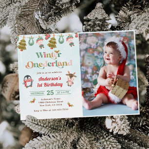 Invitation Hiver Onederland Noël 1er anniversaire Photo