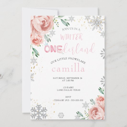 Invitation Hiver Onederland Noël Baby 1er anniversaire (Devant)