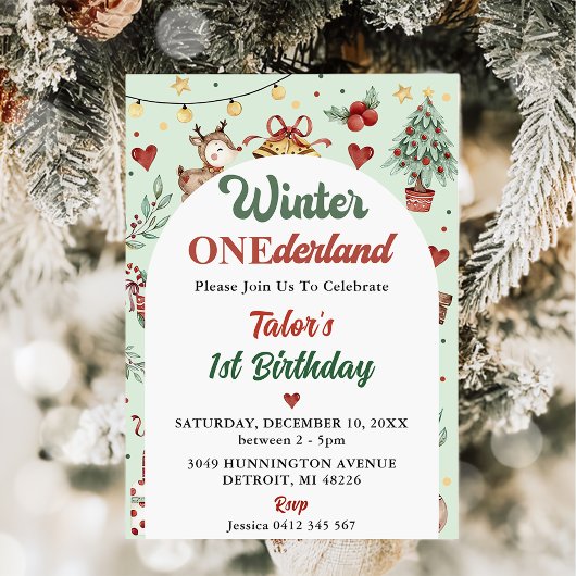 Invitation Hiver Onederland Noël Reinder 1er anniversaire