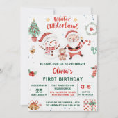 Invitation Hiver Onederland Noël Snowman Anniversaire (Devant)