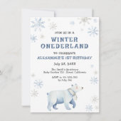 Invitation Hiver Onederland Ours polaire 1er anniversaire (Devant)