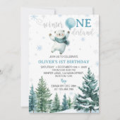 Invitation Hiver Onederland Ours polaire 1er anniversaire (Devant)