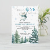 Invitation Hiver Onederland Ours polaire 1er anniversaire (Debout devant)